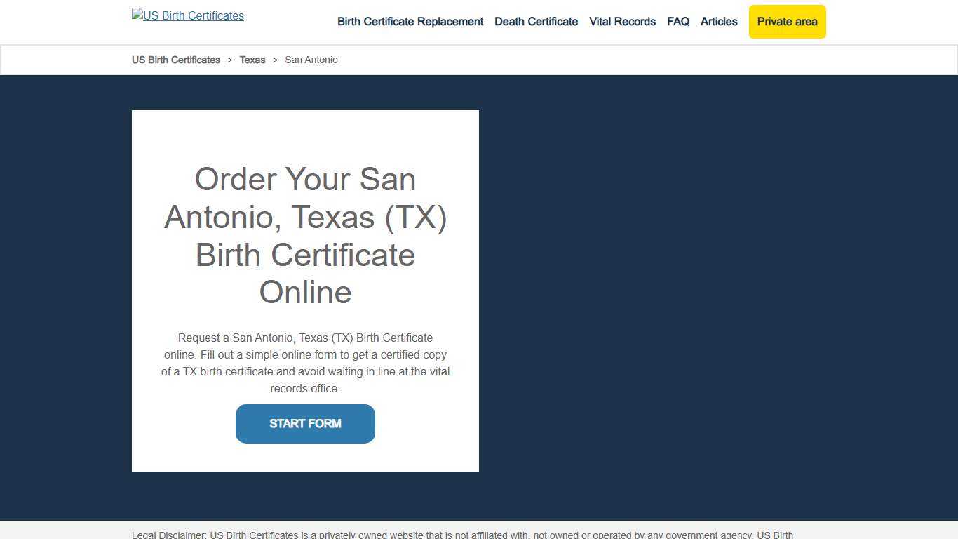 San Antonio (TX) Birth Certificate Online - US Birth Certificates