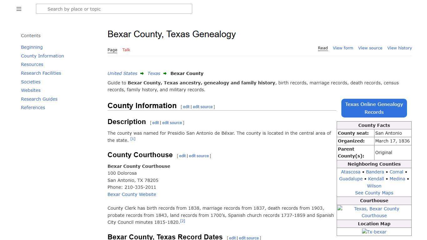 Bexar County, Texas Genealogy • FamilySearch